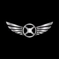 Steering with wings. Logo design, Car steering logo design incorporated with wings