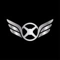 Steering with wings. Logo design, Car steering logo design incorporated with wings