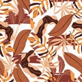 Tropical seamless pattern with colorful and bright plants and leaves. Jungle leaf seamless vector floral pattern background.