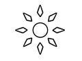The sun. Stylized, simplified image of the sun - a vector linear drawing for coloring. Outline