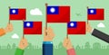 People holding the national flag in hand / Taiwan