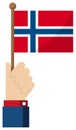 Holding the national flag in hand / Norway