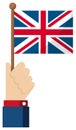 Holding the national flag in hand / UK, united kingdom, union jack. Royalty Free Stock Photo