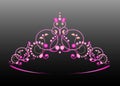 Web vector crown, tiara with gems of pink color..