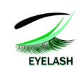 Web Eyelash logo with inscription. vector eye makeup with long eyelashes.