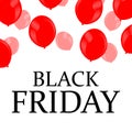 Web inscription black friday and red balls ea white background. banner for website discounts and sales, vector..