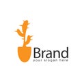 Shovel Cactus logo, flat design. Vector Illustration on white background Royalty Free Stock Photo