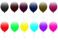 Web balloons set background. vector flying balloons with ribbon... Royalty Free Stock Photo