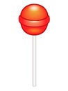 Bright orange, shiny, sweet Lollipop, caramel on a stick, candy, sweets - vector full color picture.