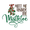 Meet me under the Mistletoe - Calligraphy phrase for Christmas. Royalty Free Stock Photo