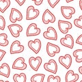 Romantic decorative hearts. Seamless pattern.