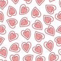 Romantic decorative hearts. Seamless pattern.