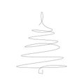 Christmas tree one line drawing vector illustration