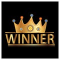 WebGold Winner With Crown Banner Isolated on a Black Background. Vector illustration for winner Royalty Free Stock Photo