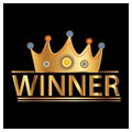 WebGold Winner With Crown Banner Isolated on a Black Background. Vector illustration for winner