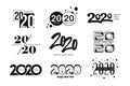 Big Set of 2020 Happy New Year logo text design.