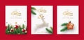 Set of Christmas and New Year greeting cards with xmas decoration
