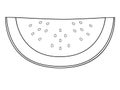 A slice of watermelon. Sliced watermelon with pits and peel. A semicircular slice of watermelon is a vector linear picture