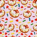 Donuts. Background image. seamless pattern. Royalty Free Stock Photo
