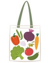 Vector illustration with vegetables in bag. Vegetarian food.