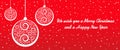 Merry christmas and Happy new year banner, poster, greeting card, flyer. Horizontal vector illustration with white xmas ball, call