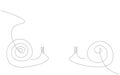 Continuous line drawing snail animal silhouette icon isolated vector Royalty Free Stock Photo