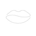 Lipstick kiss line drawing. Vector