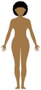 Faceless naked woman /nude body , silhouette , outline shape vector illustration / Black woman