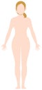 Faceless naked woman /nude body , silhouette , outline shape vector illustration /Caucasian american,european etc.