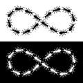 Infinity ants tattoo design vector illustration set. Black and white silhouette of ants forming an infinity sign. Royalty Free Stock Photo