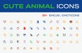 Isolated Cute Animal Vector Emojis, Emoticons