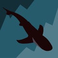 Black shark on the seabed minimalistic illustration logo Royalty Free Stock Photo