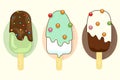 Three ice cream, flat design vector