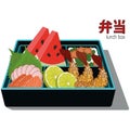 Japanese lunch box. Food illustration.