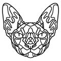 Coloring page for children and adults. The head of a cat.