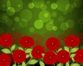 Floral background. Background from artificial flowers. Red flowers. Basis for decoration.