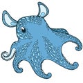 Vector illustration in a realistic style. Hand drawing octopus dumbo. Royalty Free Stock Photo