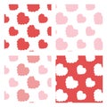 Vector illustration of slant pink,red,white heart pattern set.