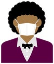 Faceless business person female / upper body wearing a mask vector illustration