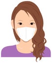 Young asian woman upper body wearing a mask vector illustration