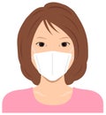 Young asian woman upper body wearing a mask vector illustration