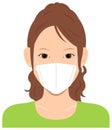 Young asian woman upper body wearing a mask vector illustration