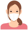 Young asian woman upper body wearing a mask vector illustration