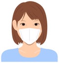 Young asian woman upper body wearing a mask vector illustration