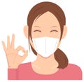 Young woman wearing a mask vector illustration upper body