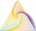 Abstract triangular shape of colored lines in spiral shape.