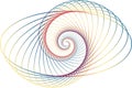 Abstract ellipse form of colored lines in a spiral shape.