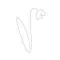 Spring flower snowdrop one line drawing vector Royalty Free Stock Photo