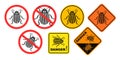 Colorado beetle danger sign. Isolated colorado beetle on white background Royalty Free Stock Photo