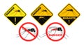 Mosquito danger sign. Isolated mosquito on white background Royalty Free Stock Photo
